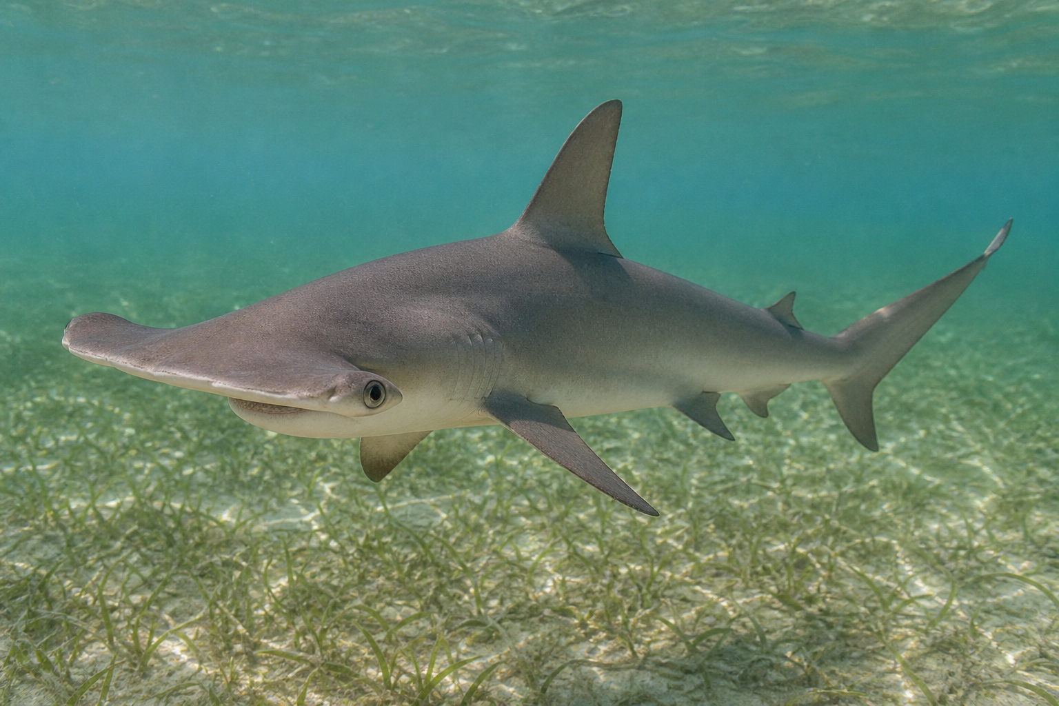 Bonnethead shark showing its smooth shovel-shaped head